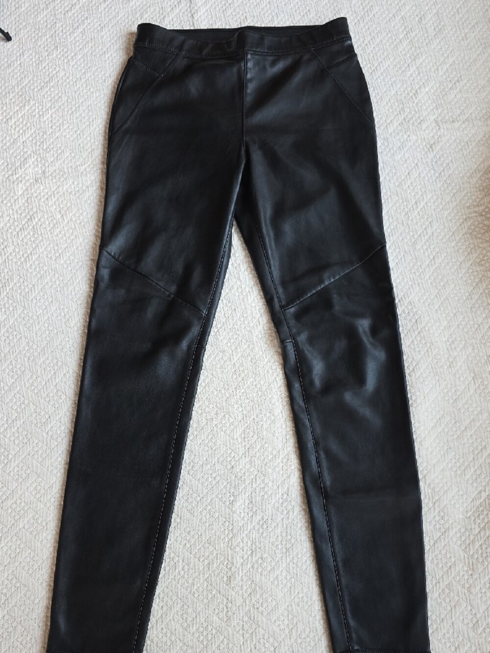 Free People Black Faux Vegan Leather Moto Skinny Pants Leggings Size 25